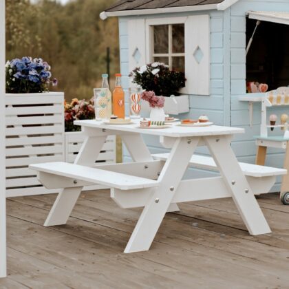 Puidust laste piknikulaud (valge)