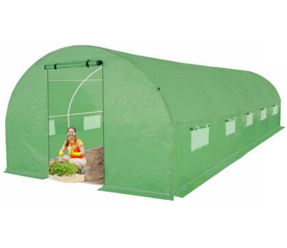 Kasvuhoone tugevdatud kilega, 24 m2, 8 x 3 m, roheline