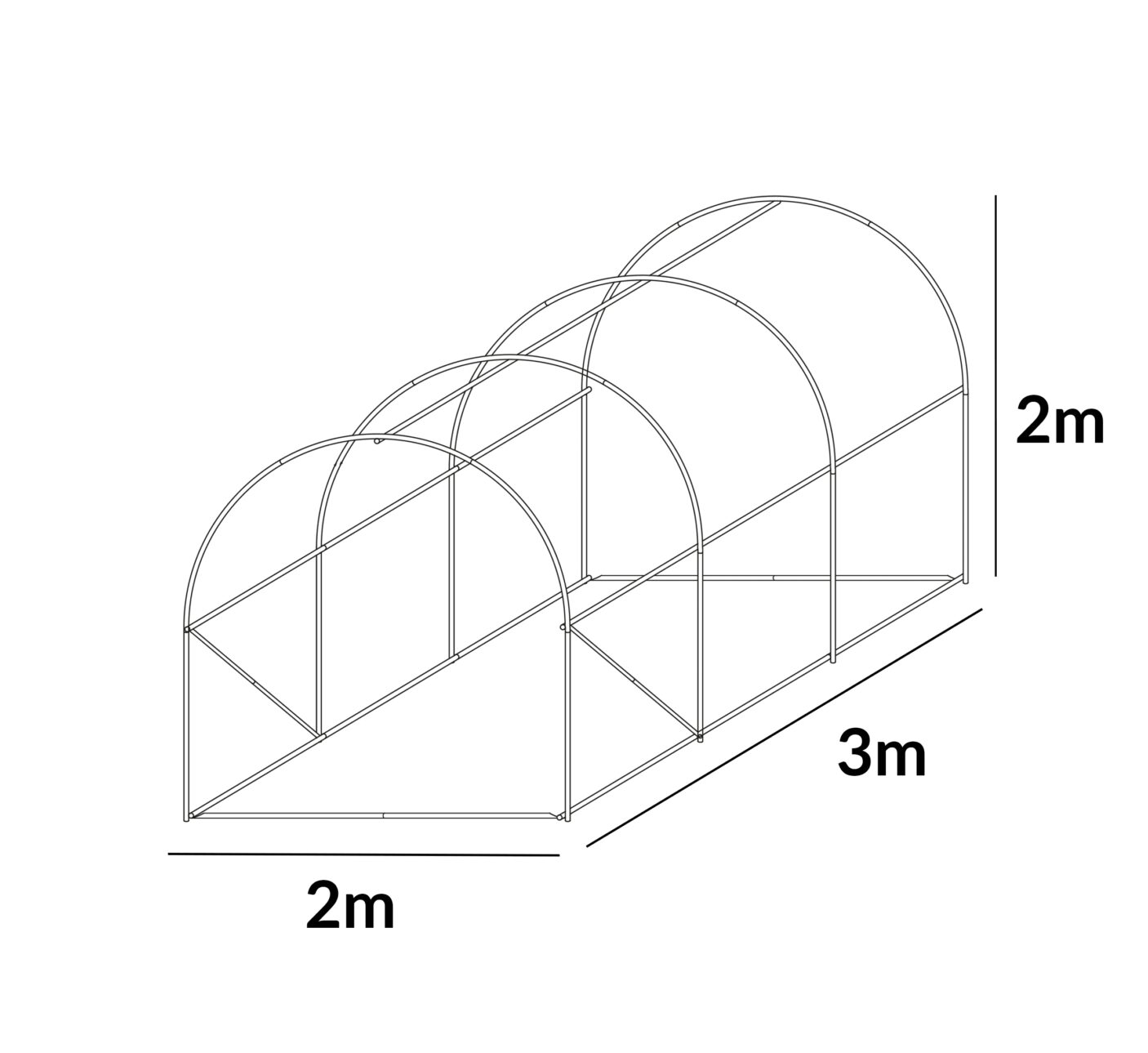 Kasvuhoone tugevdatud kilega, 6 m2, 2 x 3 m, roheline