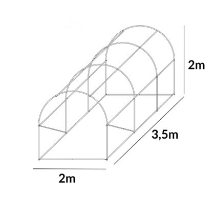 Kasvuhoone tugevdatud kilega, 7 m2, 2 x 3,5 m, valge