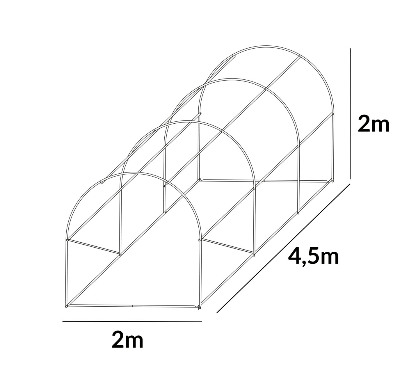 Kasvuhoone tugevdatud kilega, 9 m2, 2 x 4,5 m, roheline