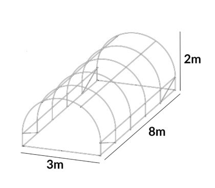 Kasvuhoone tugevdatud kilega, 24 m2, 8 x 3 m, roheline