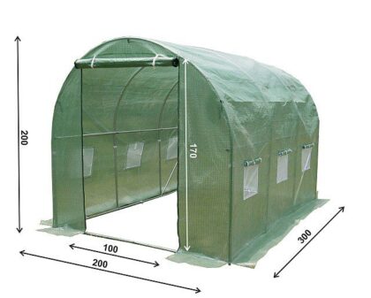 Kasvuhoone tugevdatud kilega, 6 m2, 2 x 3 m, roheline