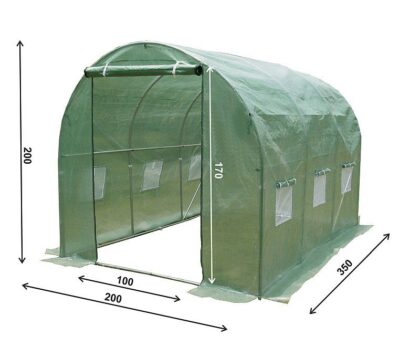Kasvuhoone tugevdatud kilega, 7 m2, 3,5 x 2 m, roheline